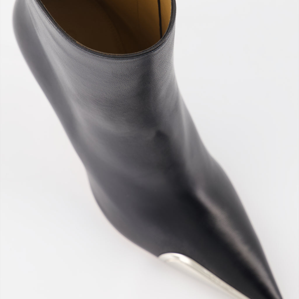 Boots Silver Heeled Ankle Boots Off-White Black Women