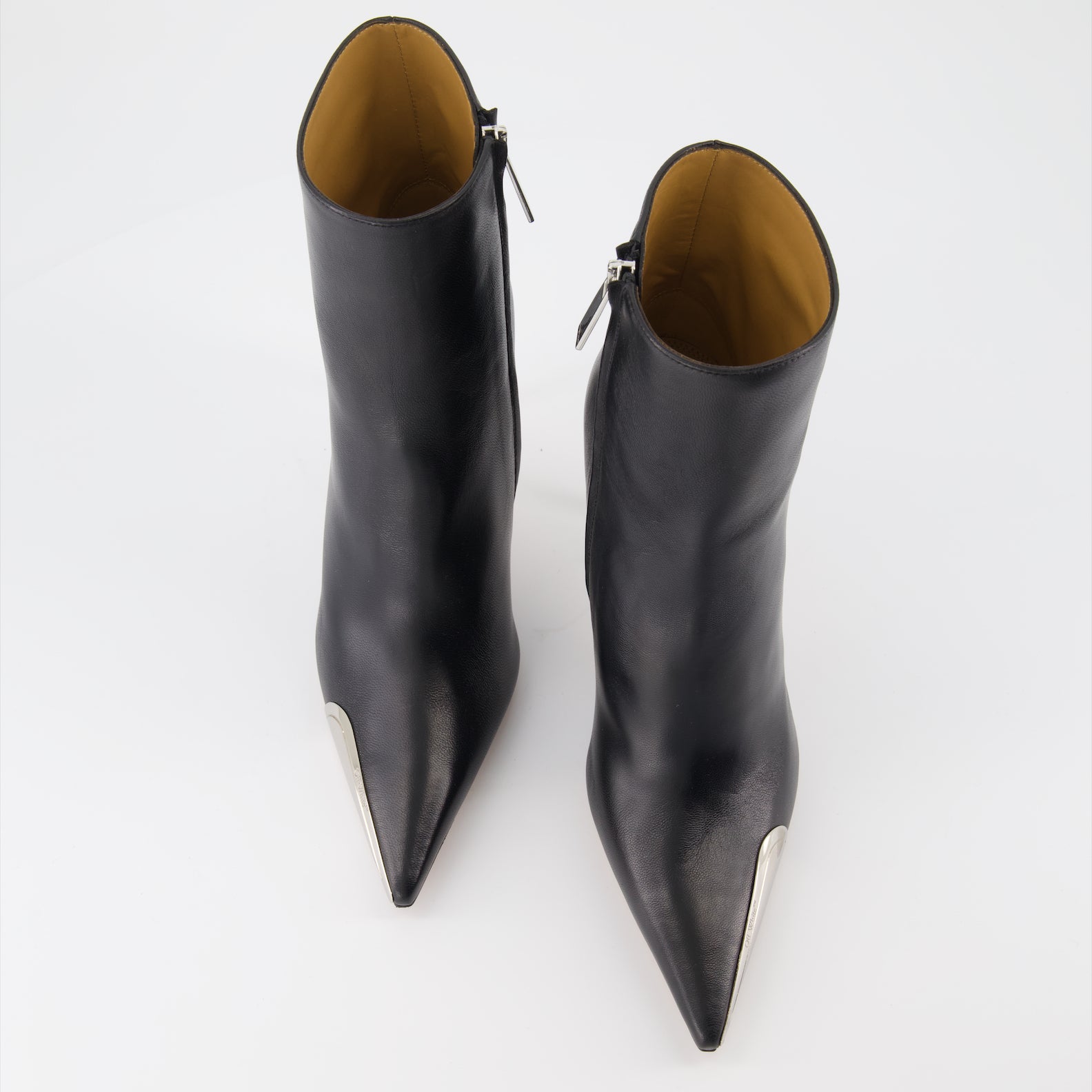 Boots Silver Heeled Ankle Boots Off-White Black Women