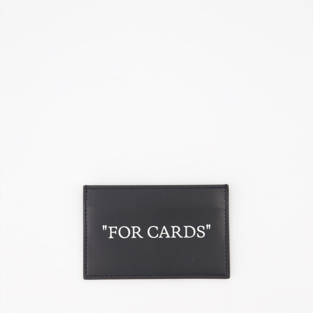Pequenos artigos de couro Porte-cartes Bookish For Cards Off-White Preto Homme