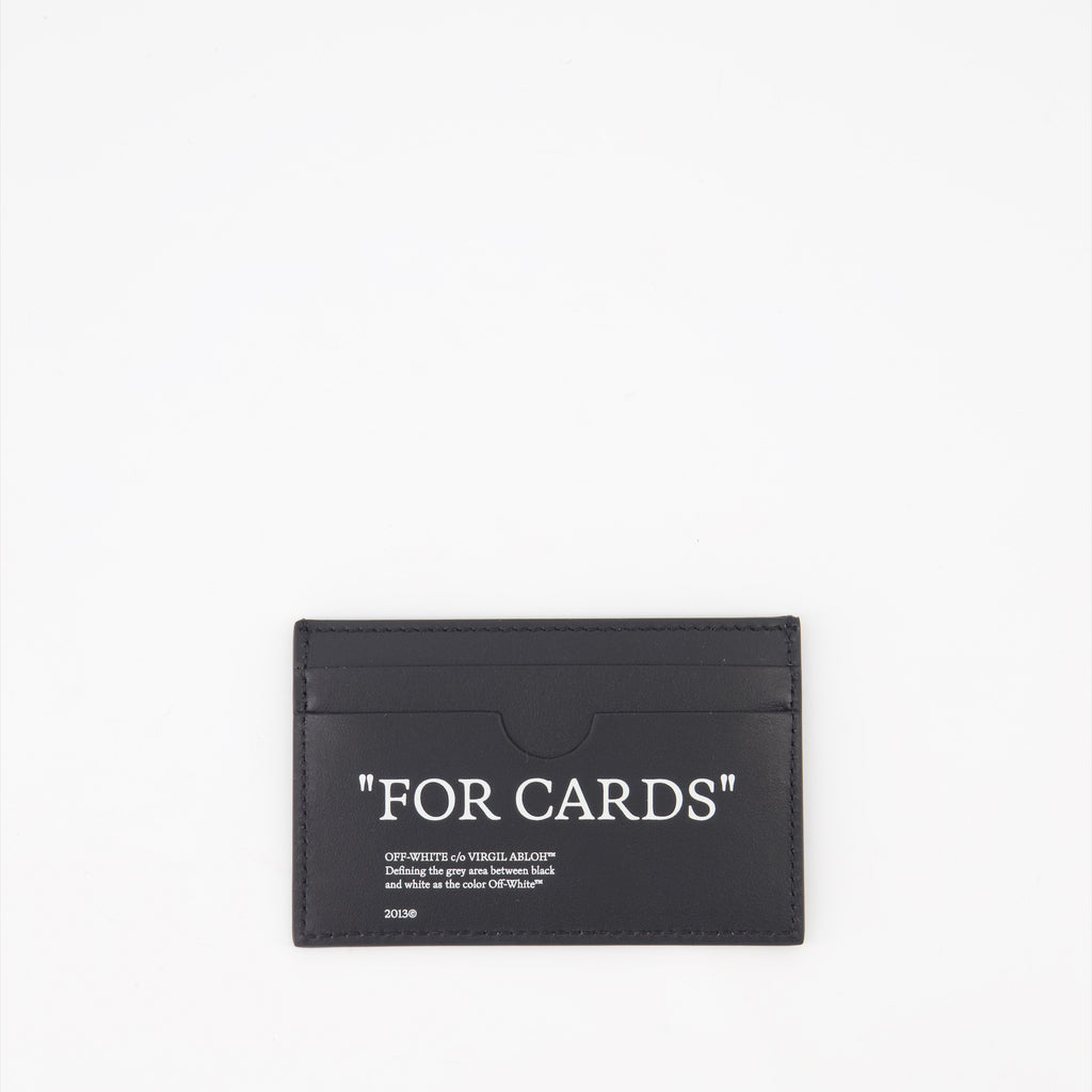 Pequenos artigos de couro Porte-cartes Bookish For Cards Off-White Preto Homme