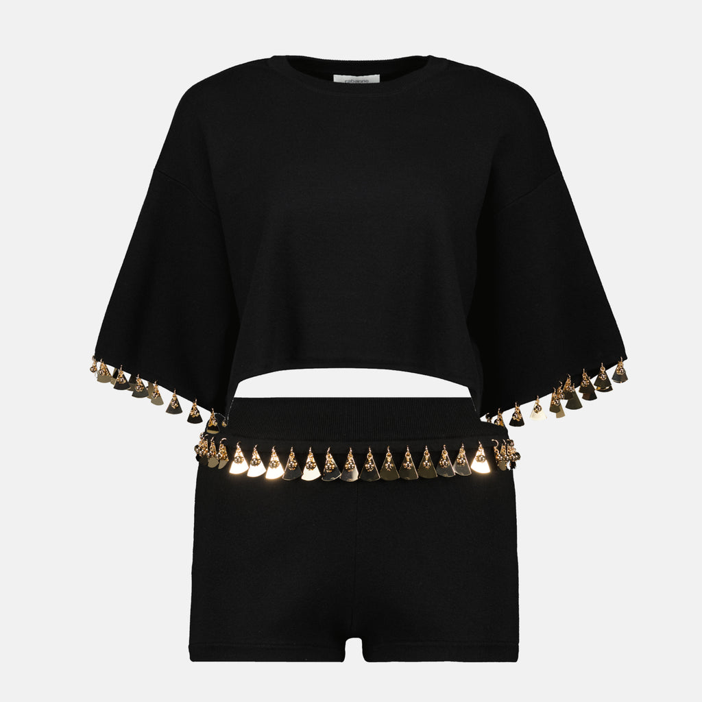 Shorts Short en maille Rabanne Noir Femme