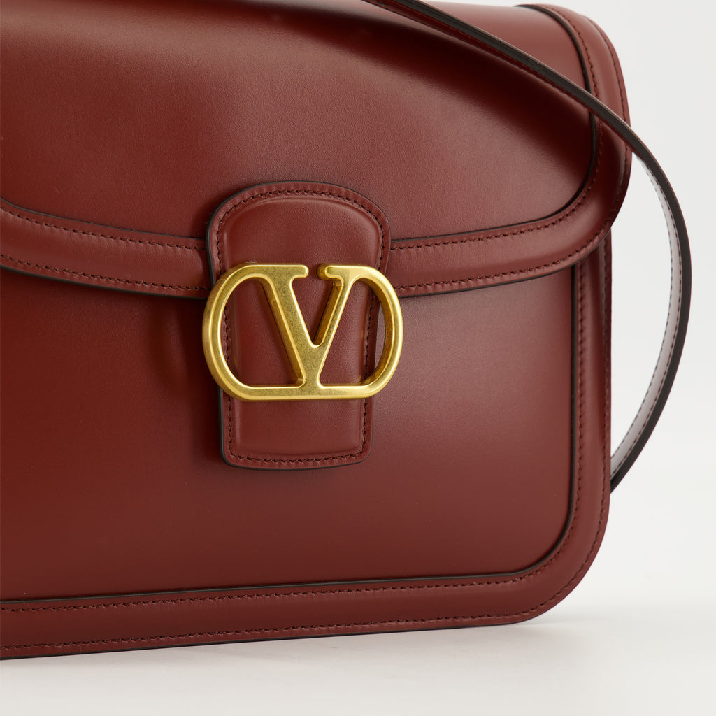Sacs bandoulière Sac VLogo en cuir bordeaux Valentino Garavani Bordeaux Femme