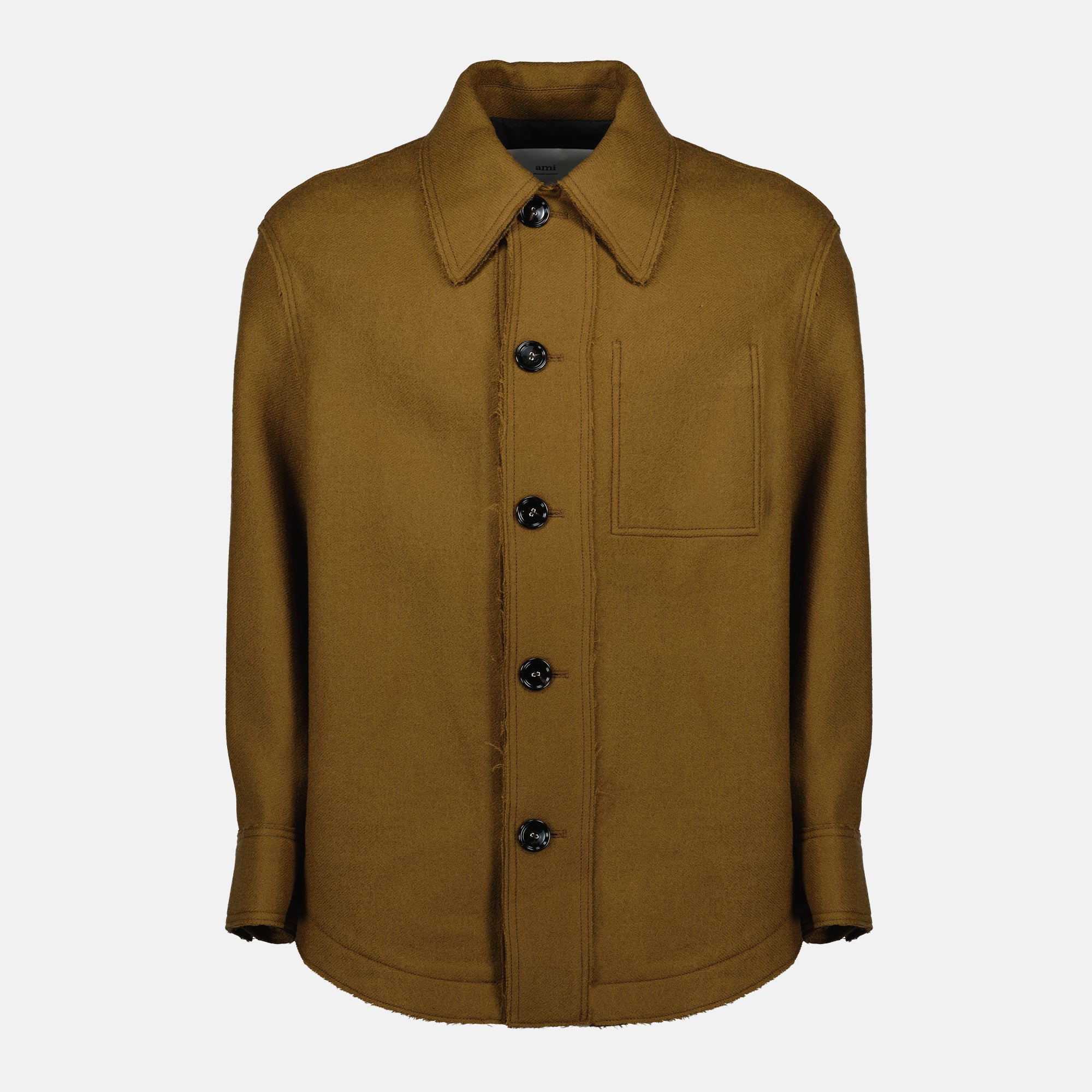 Image de l'article Veste chemise en laine marron de la marque Ami PARIS pour Unisex - Saison Automne-Hiver 2025 - Vue de Face