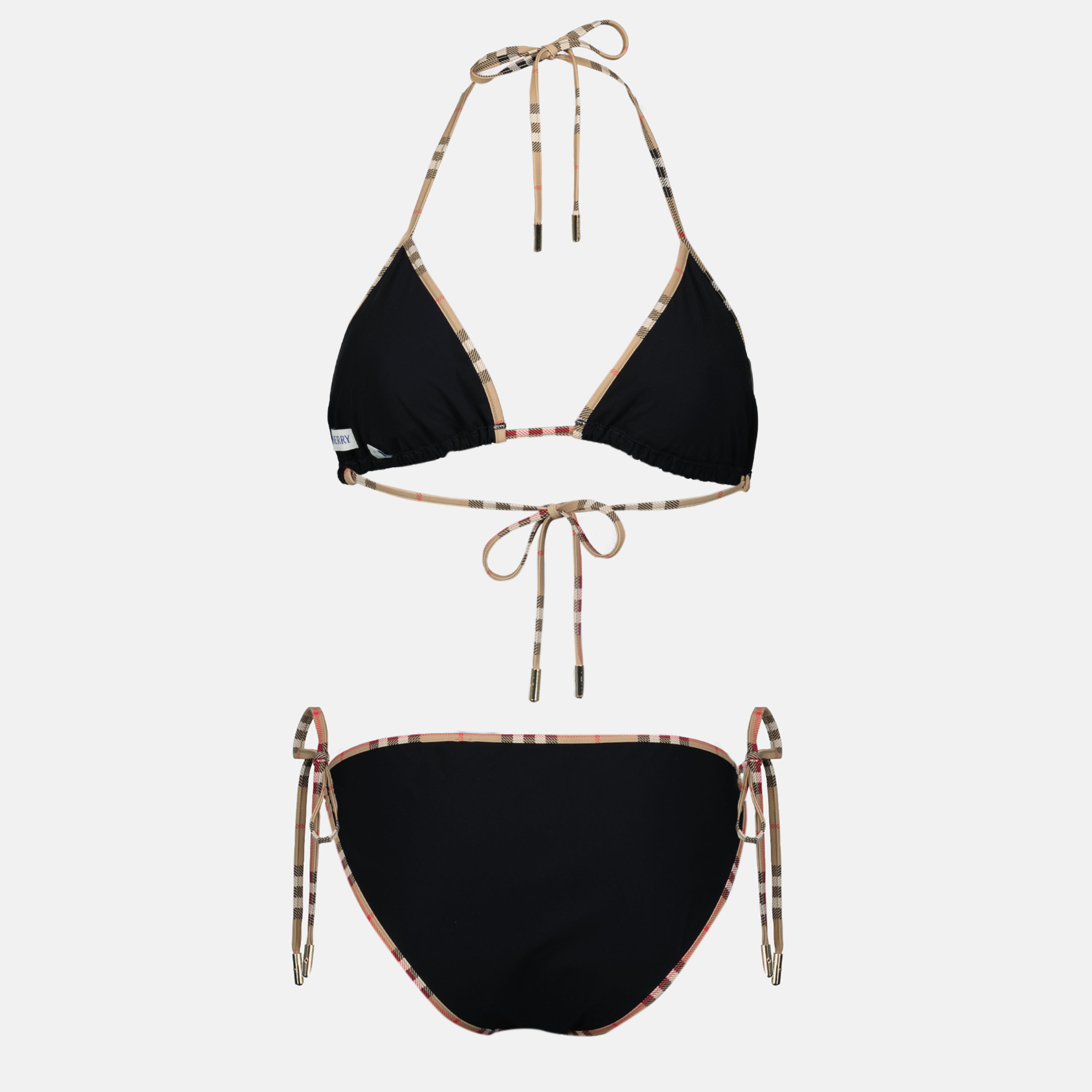 Image de l'article Bikini noir à carreaux Check de la marque Burberry pour Femme - Saison Printemps-Été 2026 - Vue de Dos