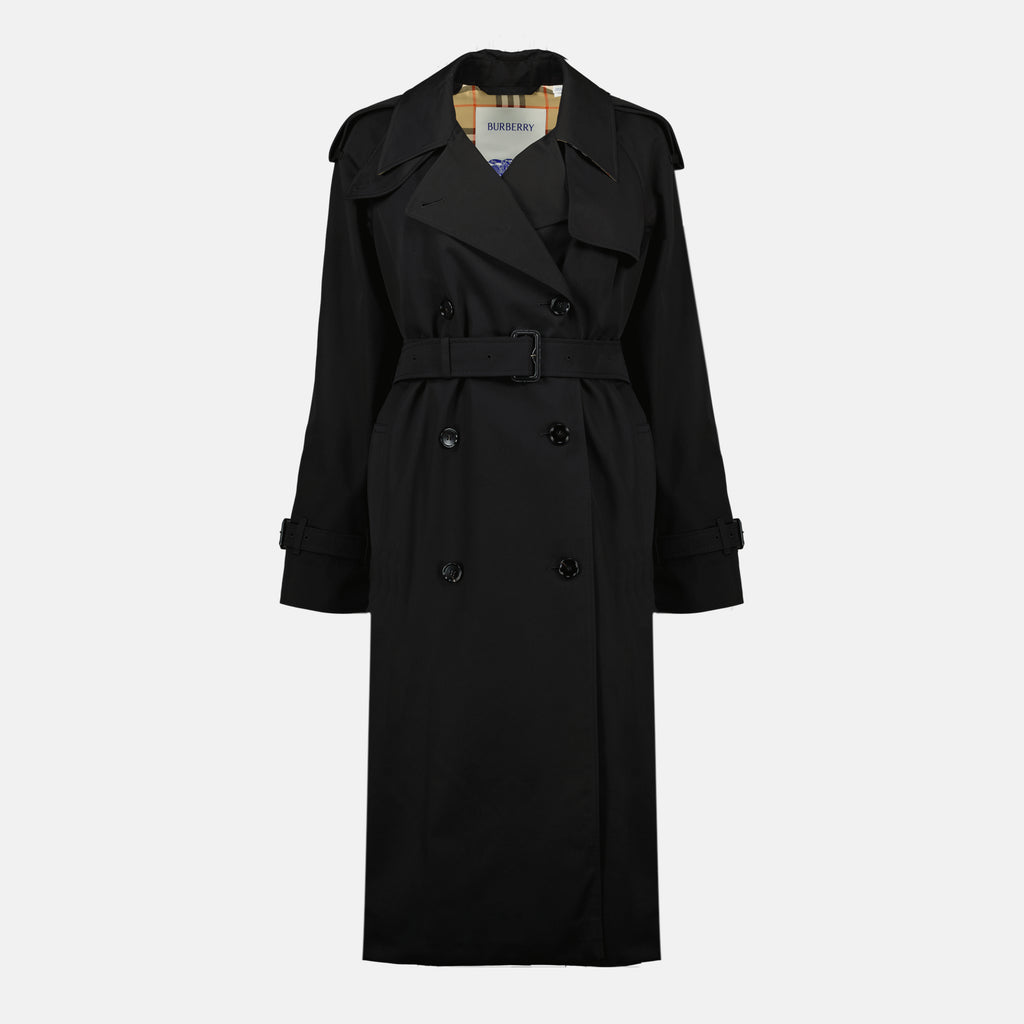 Manteaux Trench Long Castleford Preto Burberry Noir Femme
