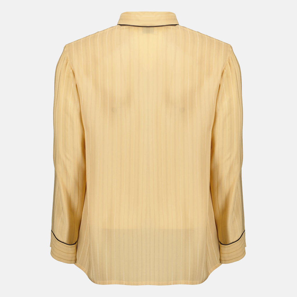 Immagine del top da pigiama in seta beige del marchio Saint Laurent per Uomo - Collezione Primavera-Estate 2026 - Vista Posteriore