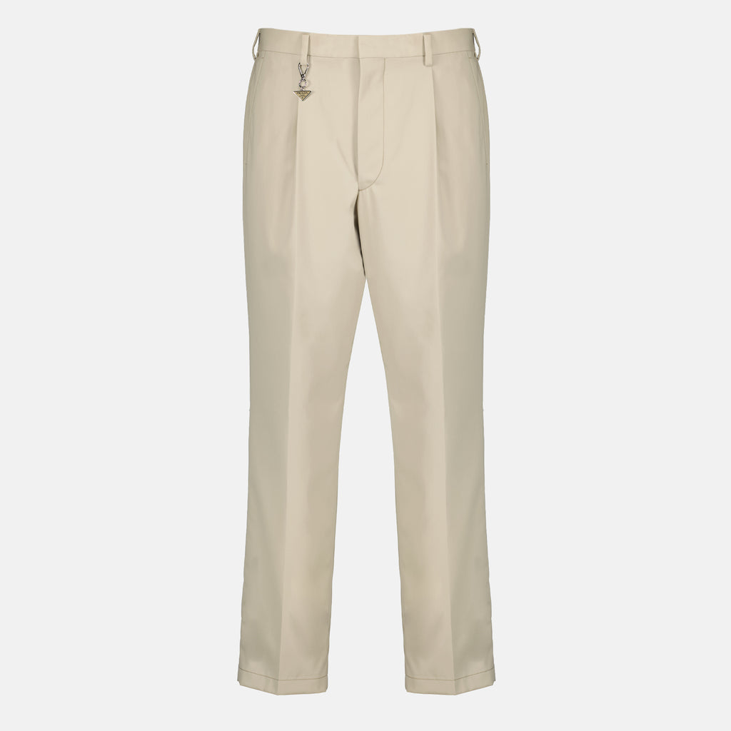 Pantalons 베이지 코튼 팬츠 Prada Beige Homme