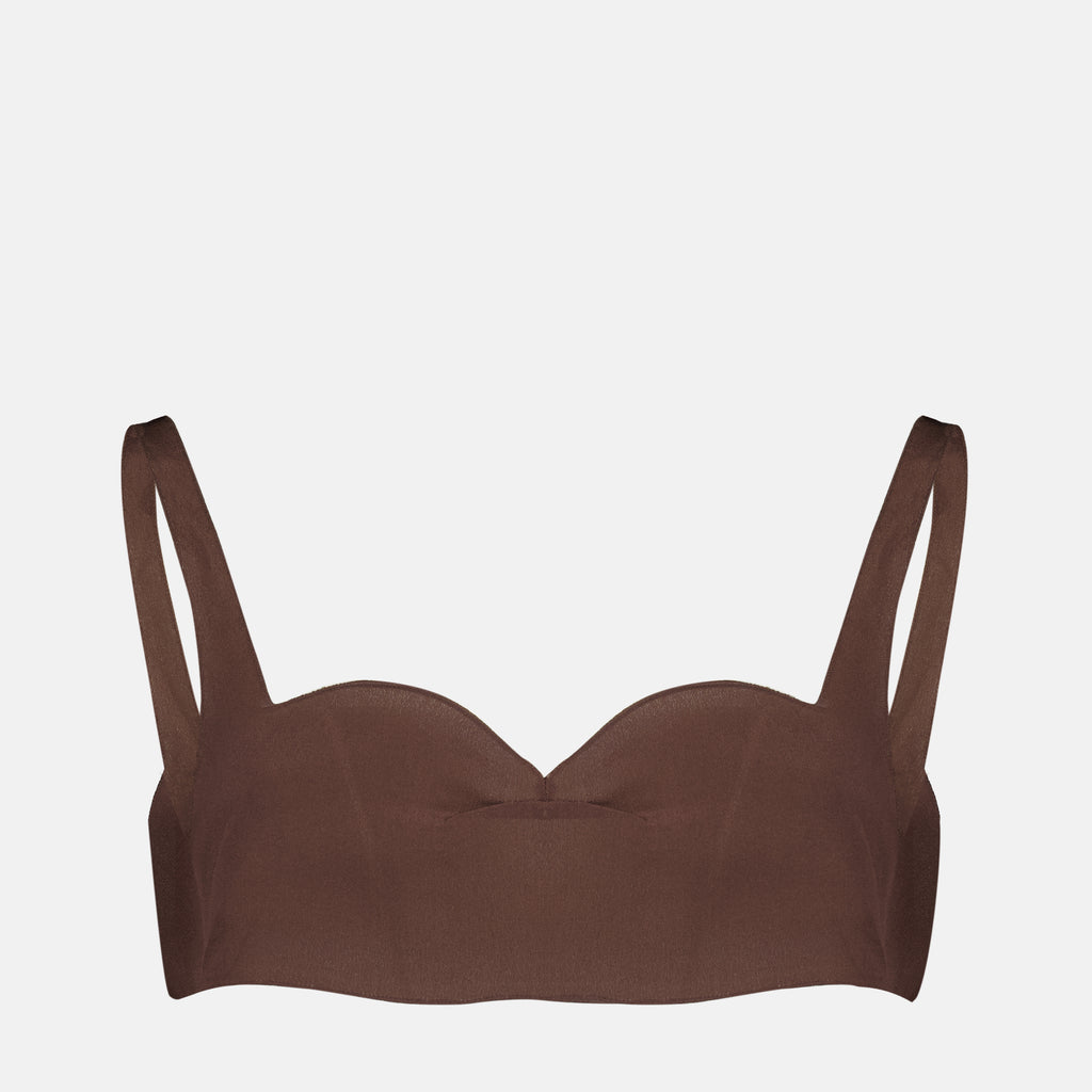 Tops Brown Crepe de Chine Top Prada Marron Femme