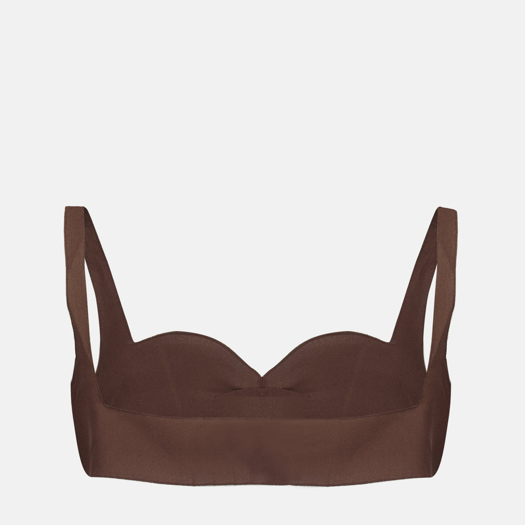 Tops Brown Crepe de Chine Top Prada Marron Femme