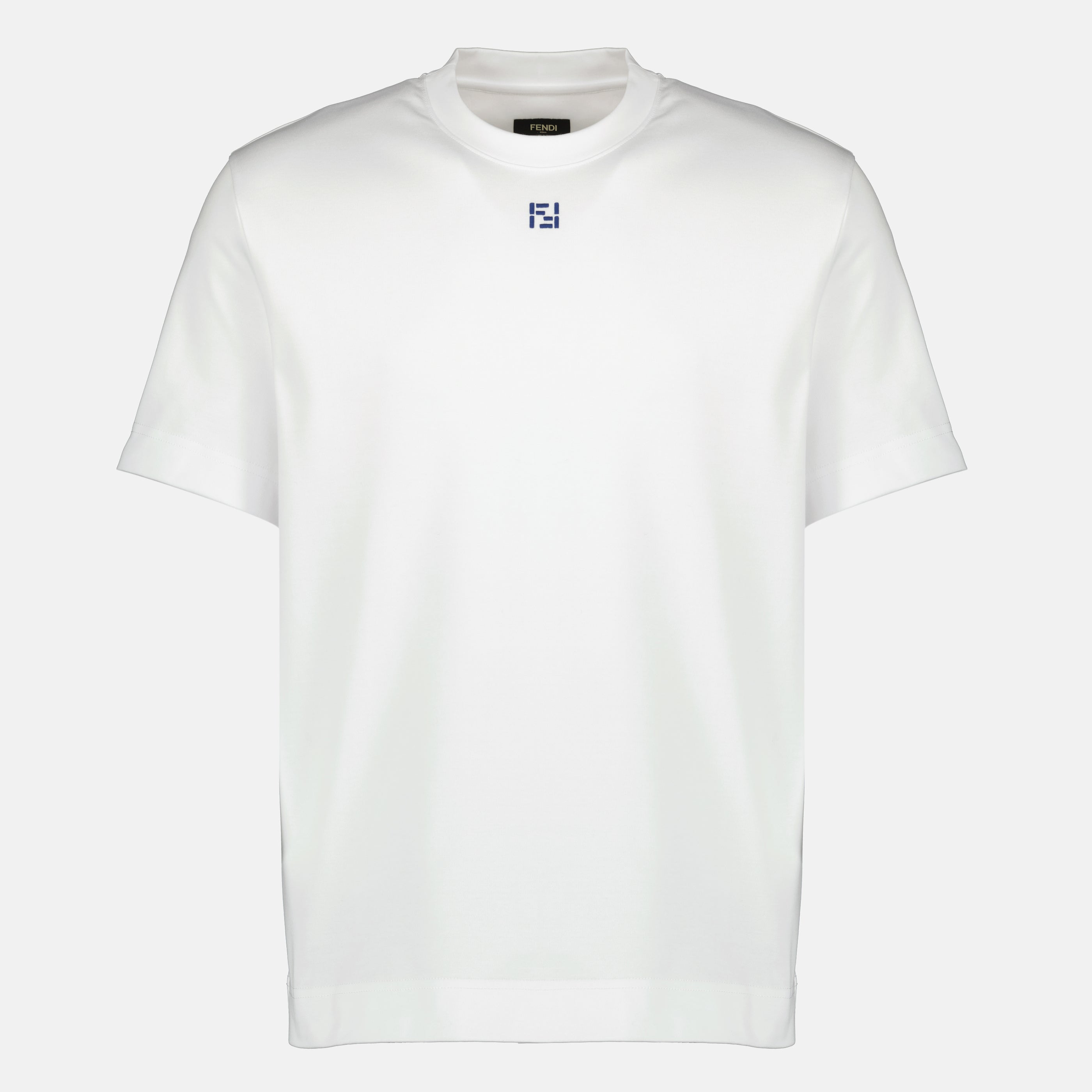 T-shirts T-shirt FF en coton blanc Fendi Blanc Homme