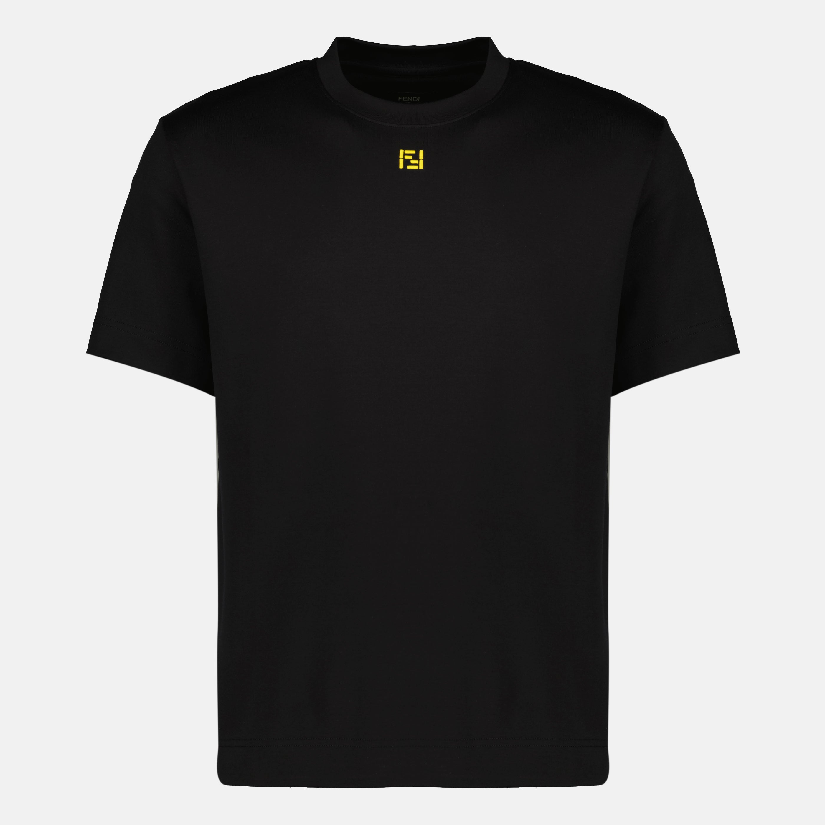 T-shirts Camiseta FF de algodón negro Fendi Noir Homme