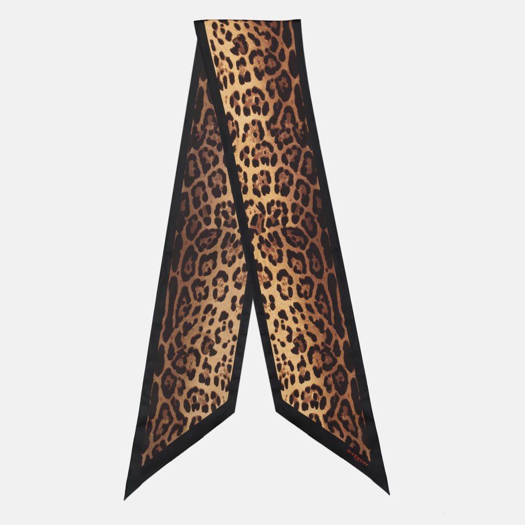 Écharpes, foulards et gants Maxi bandeau de seda con estampado de leopardo Givenchy Marron Femme