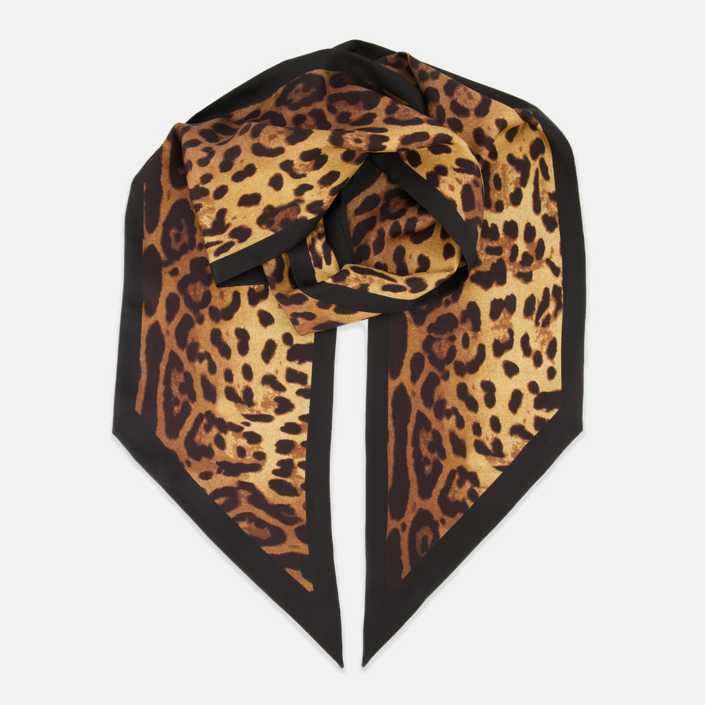 Écharpes, foulards et gants Maxi bandeau de seda con estampado de leopardo Givenchy Marron Femme