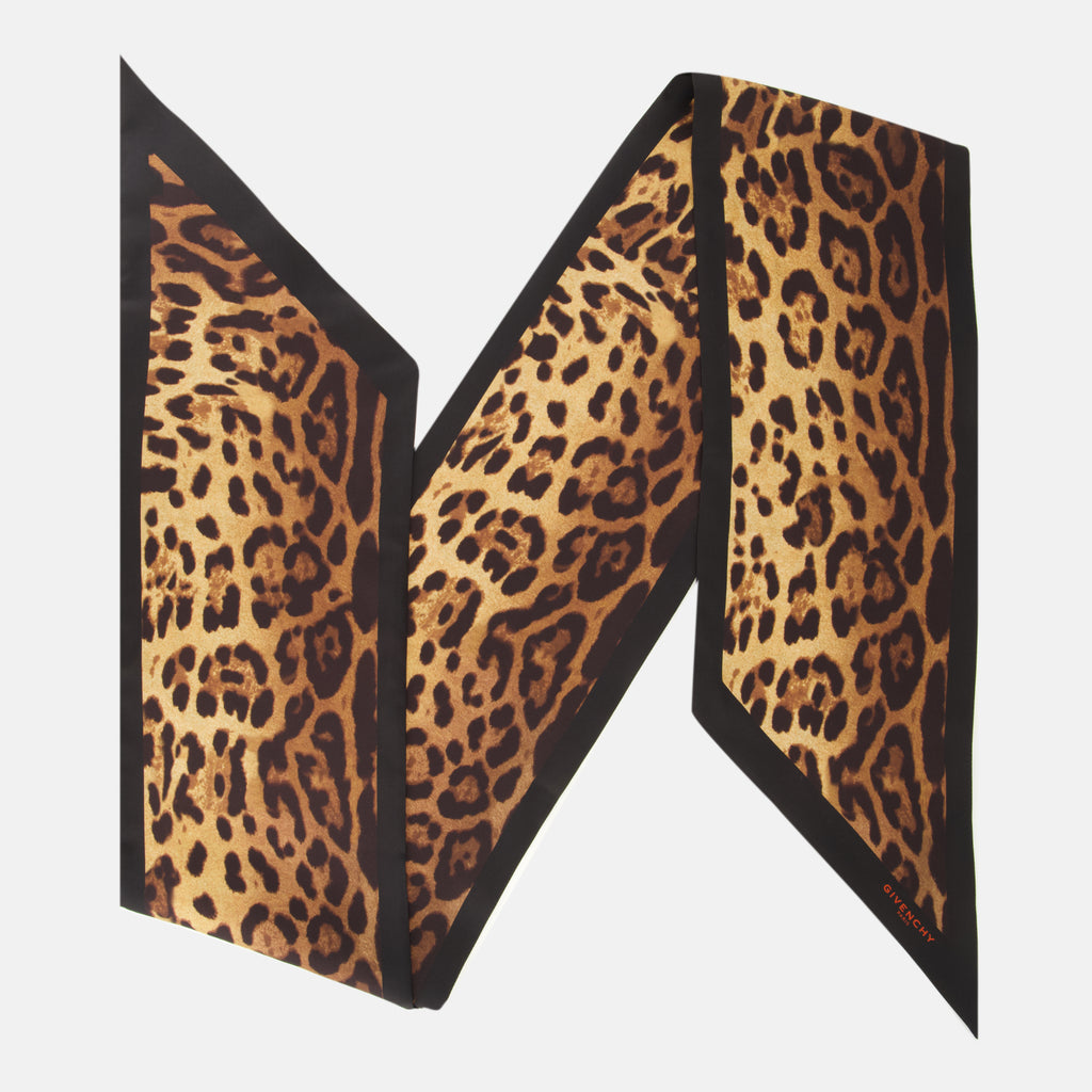 Écharpes, foulards et gants Maxi bandeau de seda con estampado de leopardo Givenchy Marron Femme