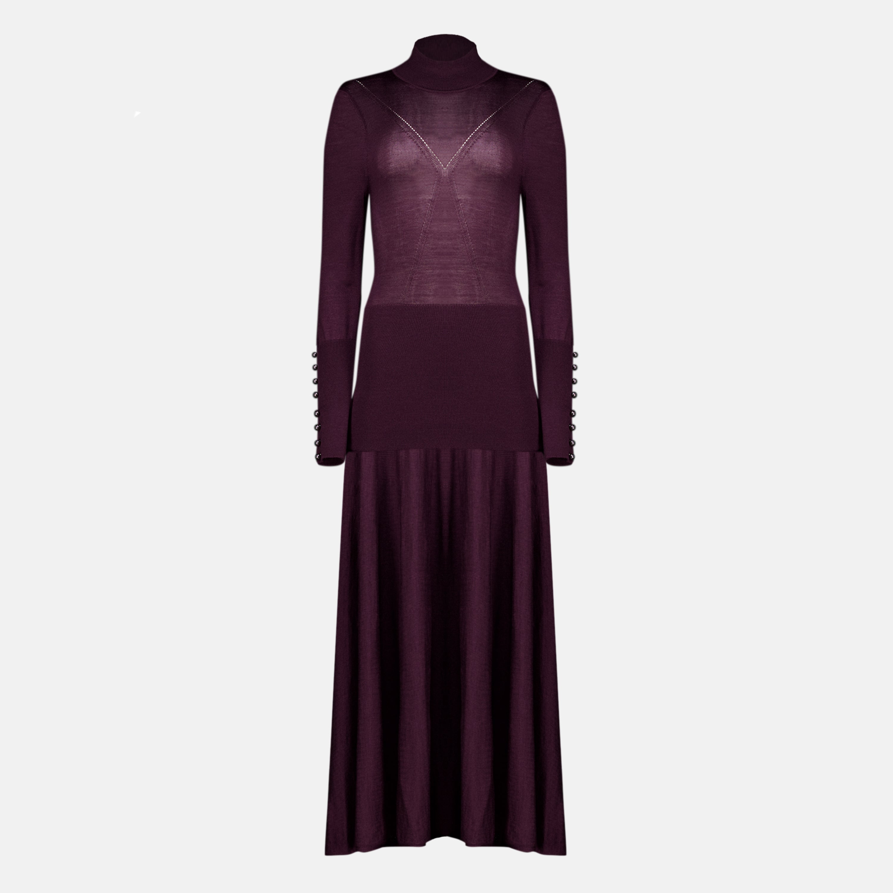 Robes Vestido Largo de Lana Morado Rabanne Violet Femme