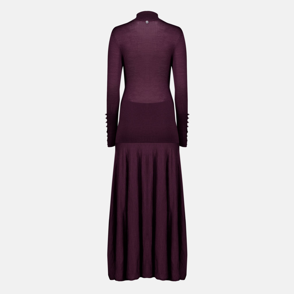 Robes Vestido Largo de Lana Morado Rabanne Violet Femme