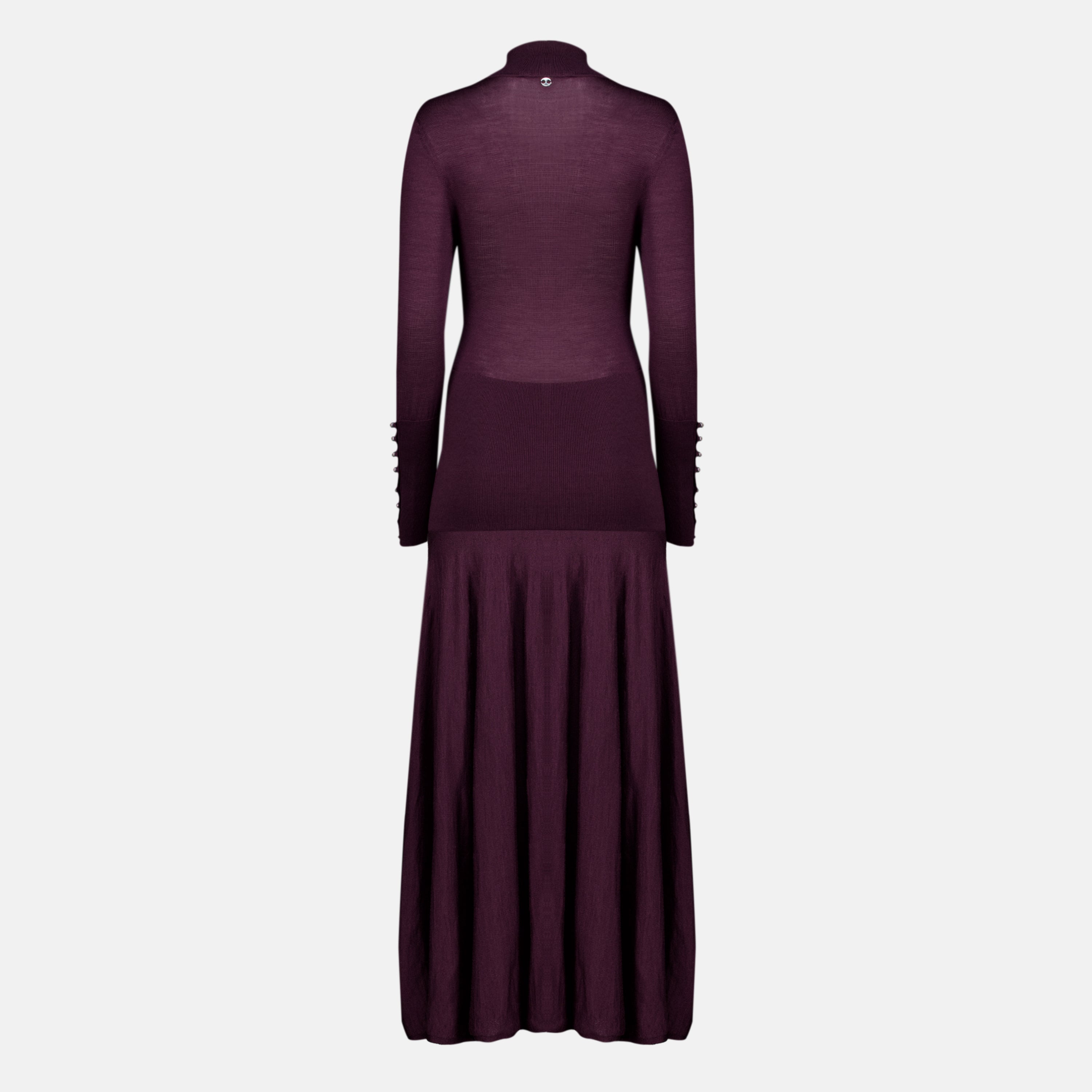 Robes Vestido Largo de Lana Morado Rabanne Violet Femme