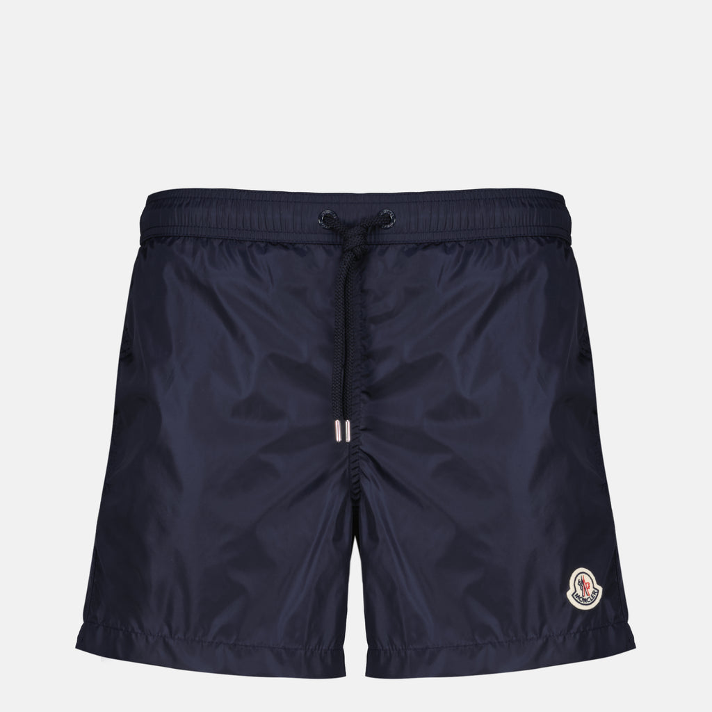 Beachwear 블루 수영 반바지와 블랙 로고 Moncler Bleu foncé Homme