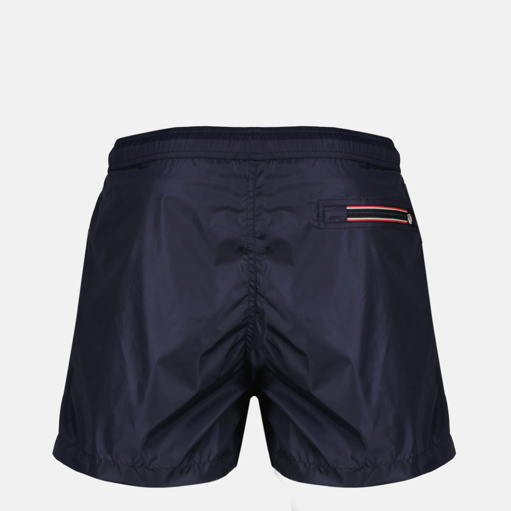 Beachwear 블루 수영 반바지와 블랙 로고 Moncler Bleu foncé Homme