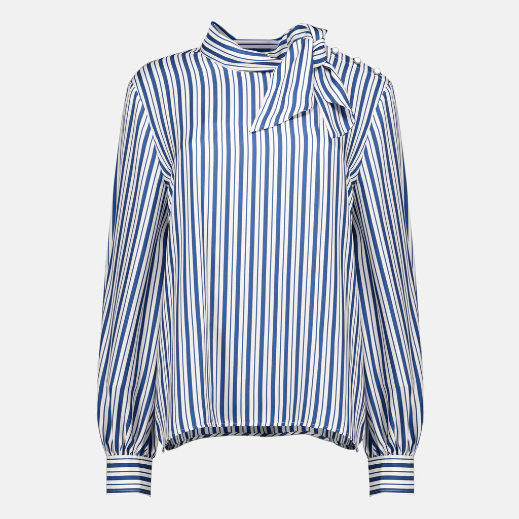 Chemises Chemisier en soie à rayures bleu Max Mara Bleu Femme