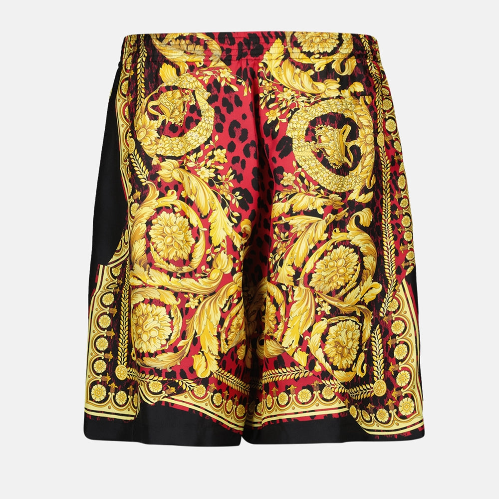 Shorts Short en soie Barocco Versace Red Homme
