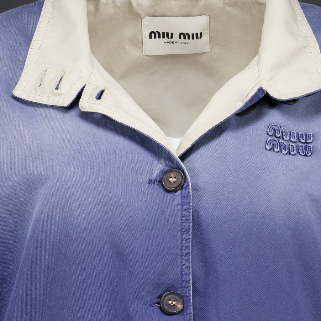 Vestes Blusão de Serge Envelhecido em Azul Marinho Miu Miu Bleu foncé Femme
