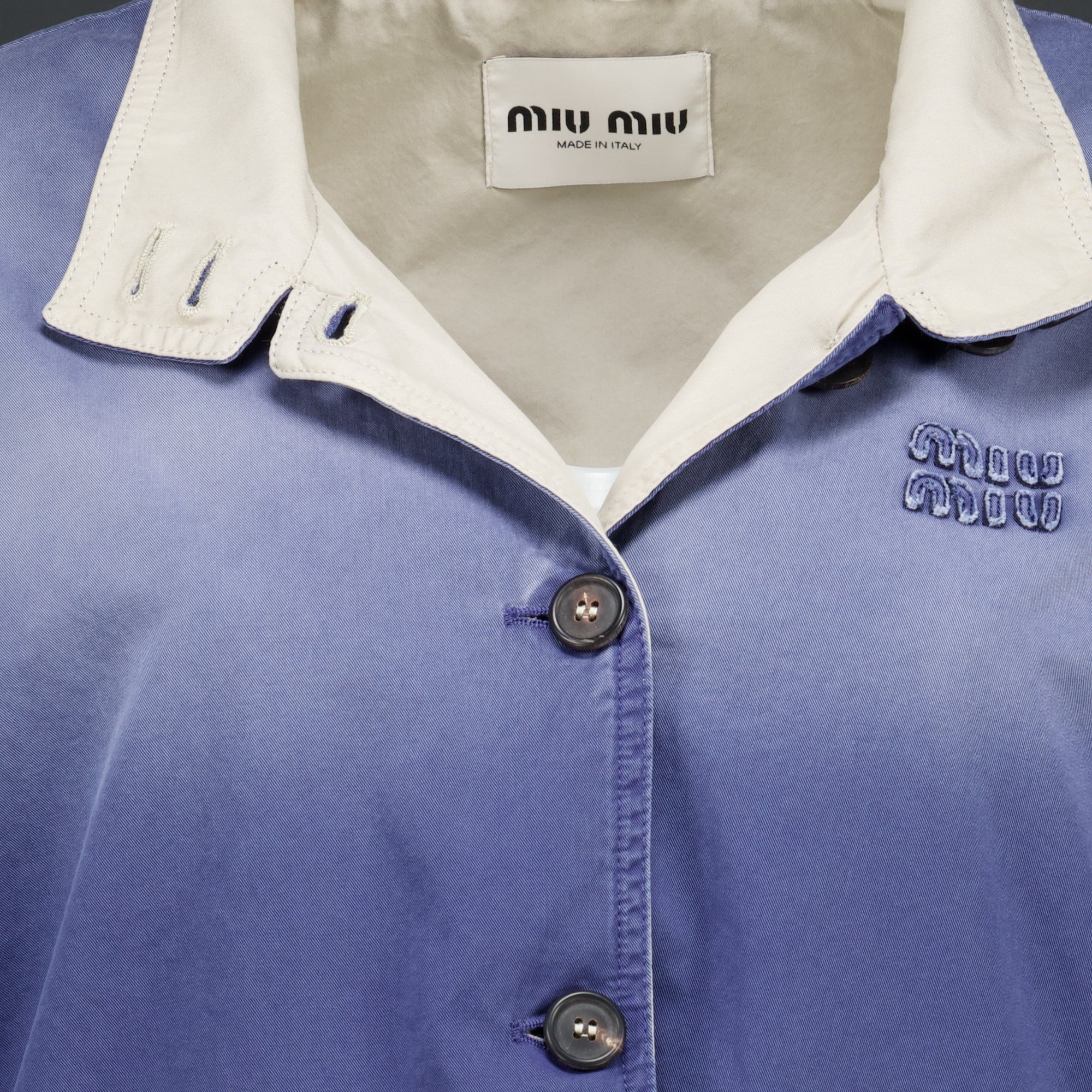 Vestes Blusão de Serge Envelhecido em Azul Marinho Miu Miu Bleu foncé Femme