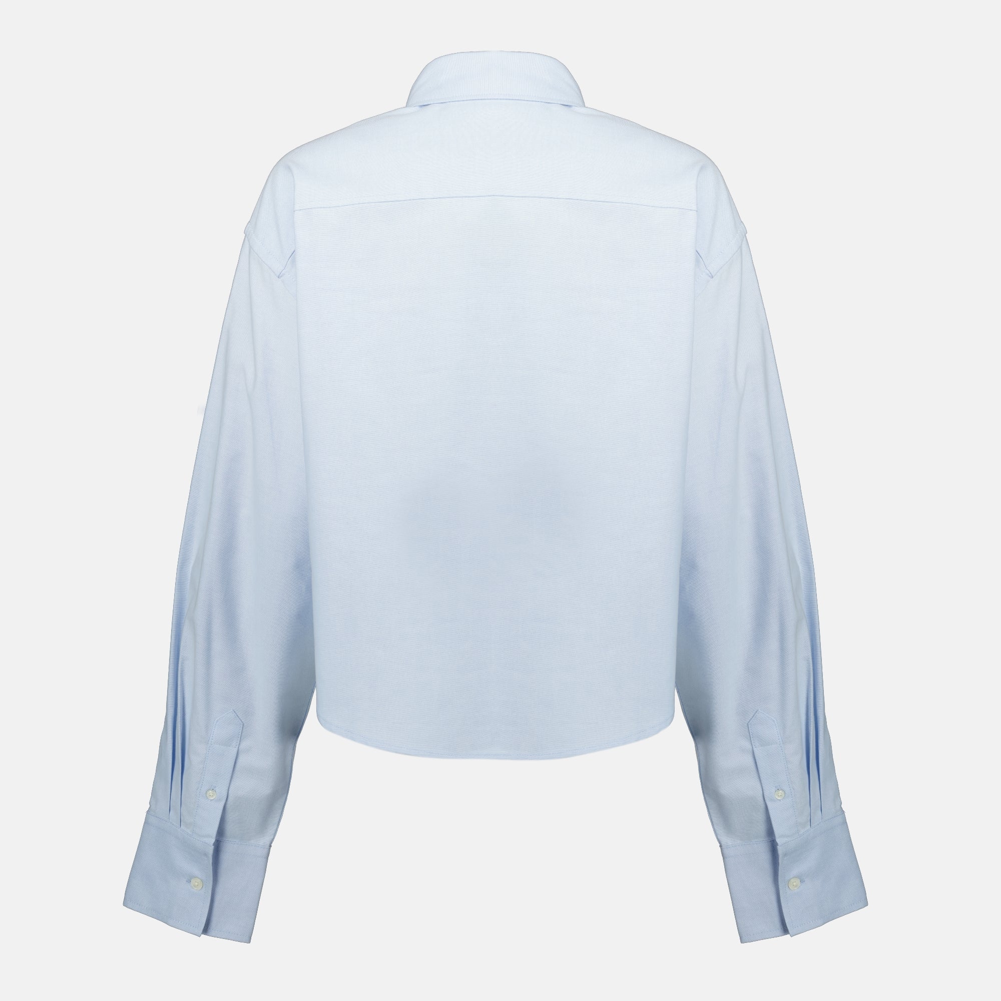 Image of the AMI heart crop shirt in blue by Ami PARIS for Women - Spring-Summer 2026 - Back View