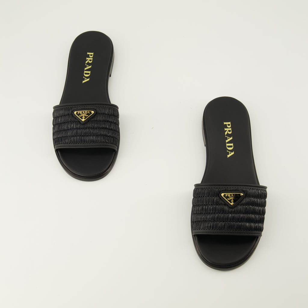 Imagen de las mulle de ganchillo negro de Prada para Mujer - Temporada Primavera-Verano 2026 - Vista de cima do par de sapatos