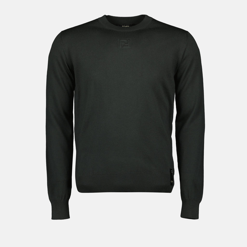 Knitwear Wool Sweater Fendi Green Homme