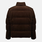 Imagen de la chaqueta de plumas de sarga marrón de Prada para Hombre - Temporada Otoño-Invierno 2025 - Vista Trasera