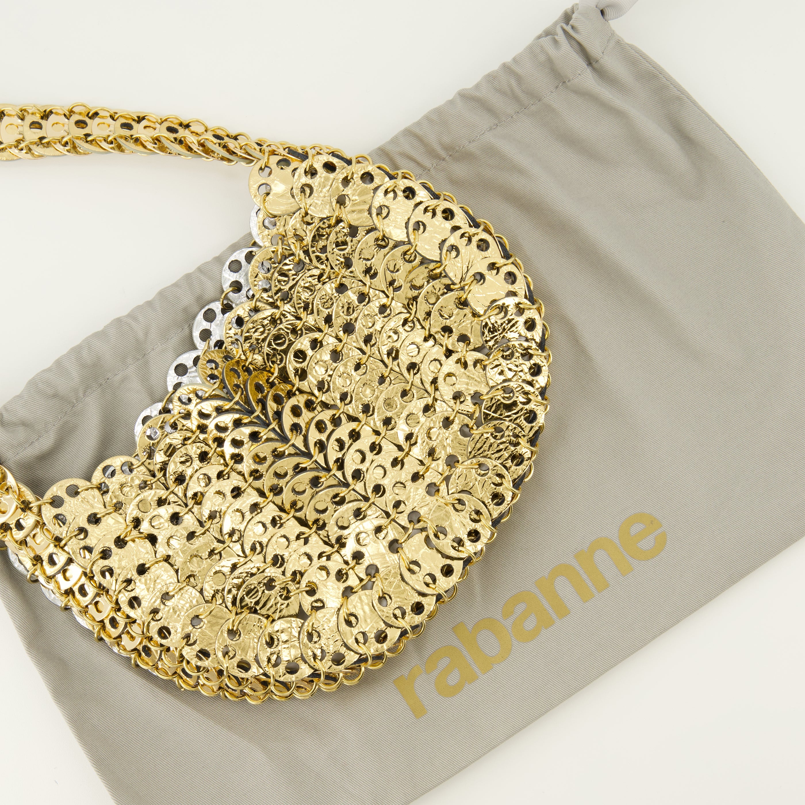 Sacs à main et épaule 금색과 은색 가죽의 문 플립 백 Rabanne Doré Femme