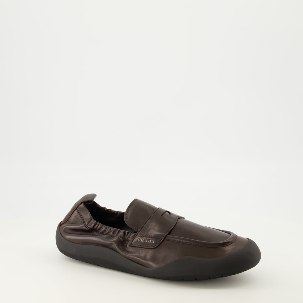 Mocassins Mocassins de Couro Castanho Speedrock Prada Marron Homme