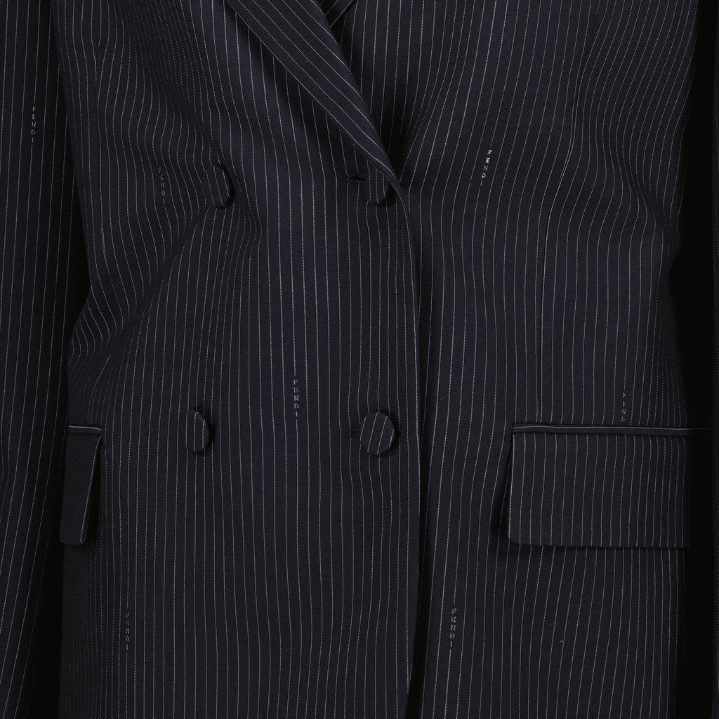 Image de l'article Blazer à rayures bleu marine de la marque Fendi pour Femme - Saison Printemps-Été 2026 - Vue détaillée_1