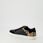 Baskets Baskets Check en cuir et velours Burberry Noir Homme
