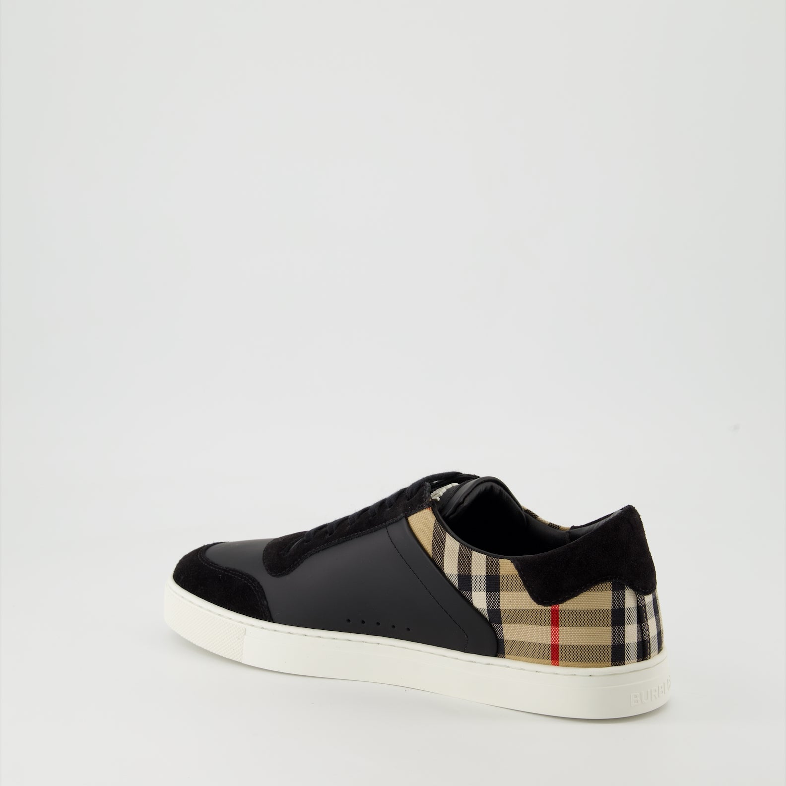 Baskets Baskets Check en cuir et velours Burberry Noir Homme