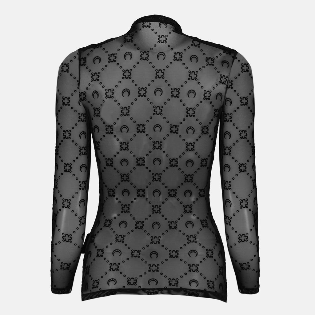 Imagen de la parte superior de monograma de malla negra de la marca Marine Serre para Mujer - Temporada Otoño-Invierno 2025 - Vista Posterior