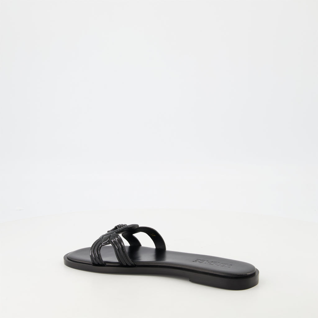 オープントゥシューズ メデューサ '95 レザー スリッパ Versace 黒 Femme