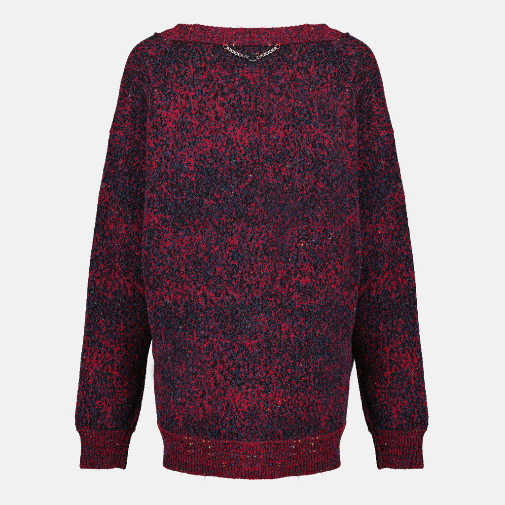 Immagine del cardigan rosso in cotone effetto tweed di Rabanne per donna - Stagione Primavera-Estate 2026 - Vista Posteriore