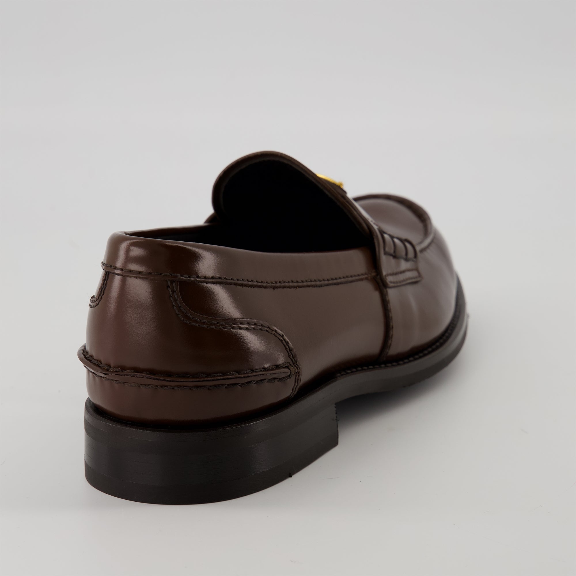 Loafers Brushed Leather Loafers Prada Brown Men