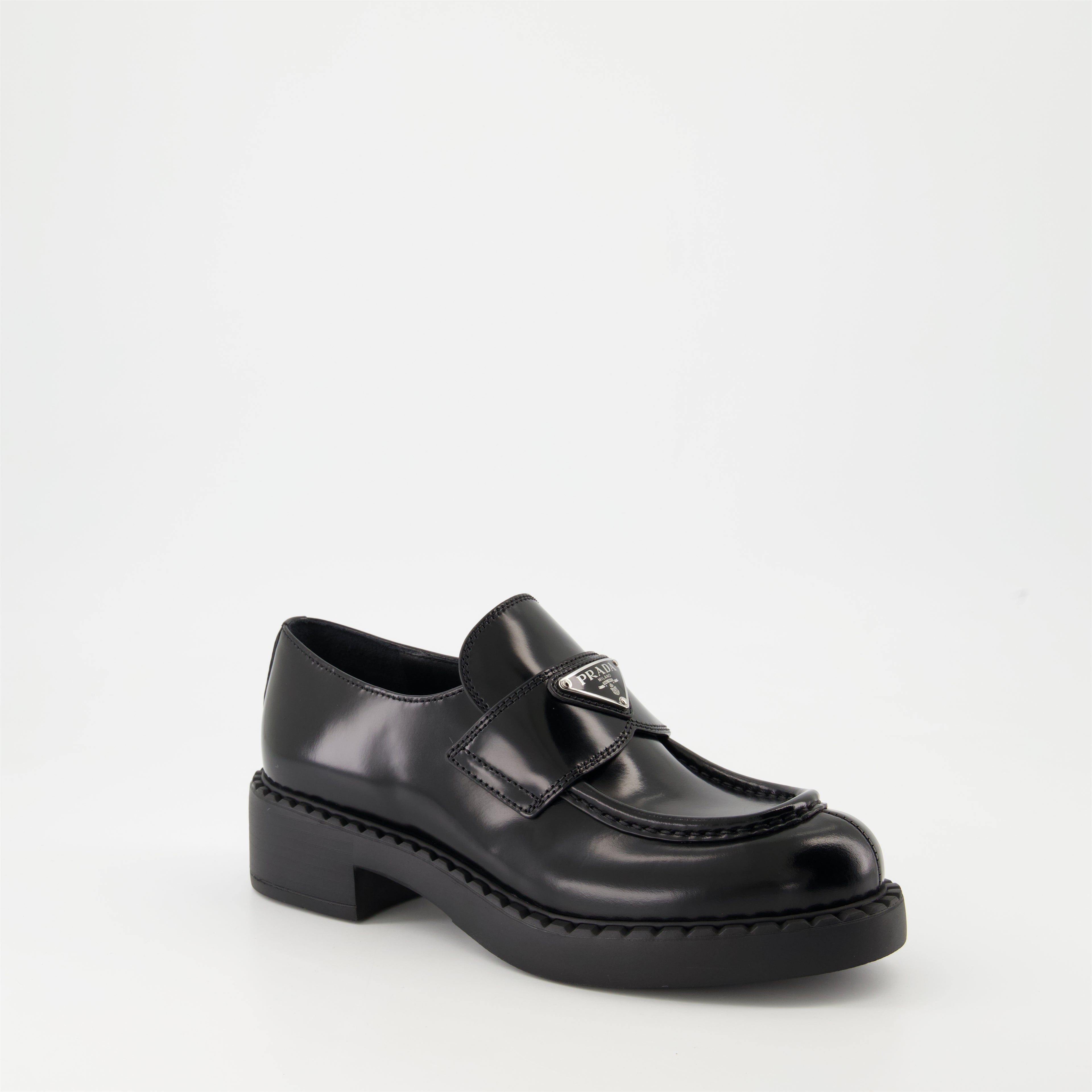 Loafers Mocassins Chocolate Prada Black Femme