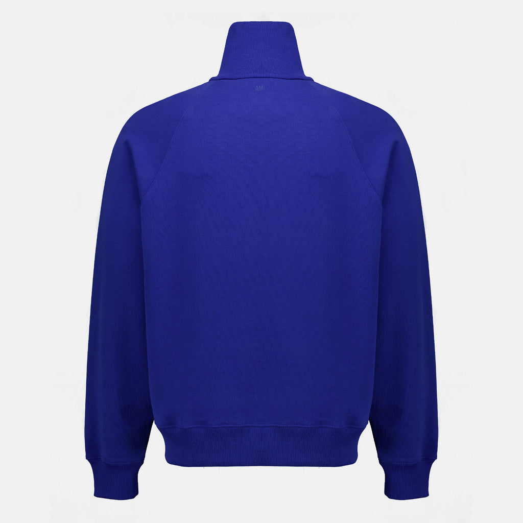Sweatshirts Sweatshirt zippé bleu en coton Ami PARIS Bleu foncé Unisexe