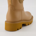 Bottines Kickstream Regenstiefel Moncler Beige Femme