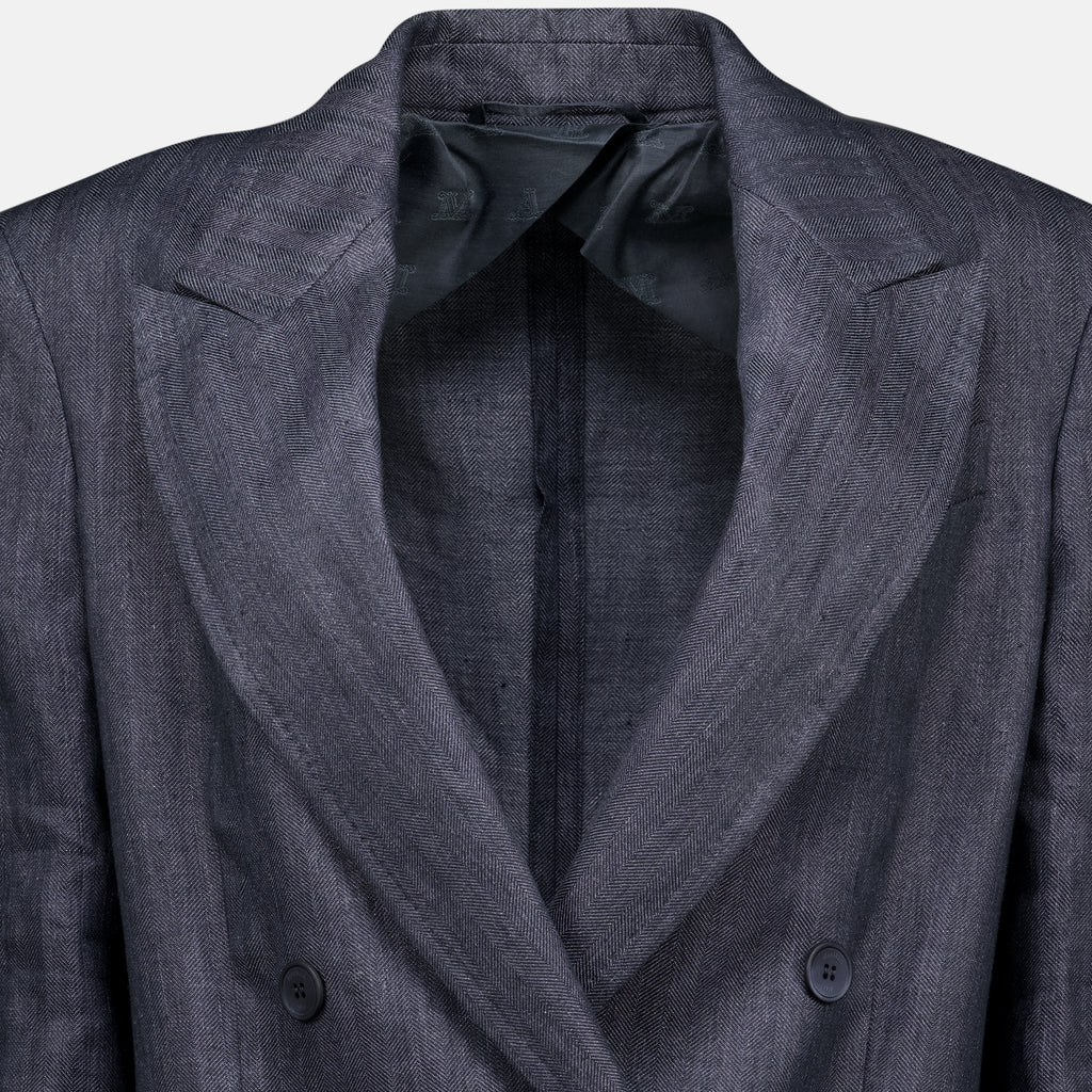 Vestes Blazer de Lino Chevron Gris Max Mara Gris Femme