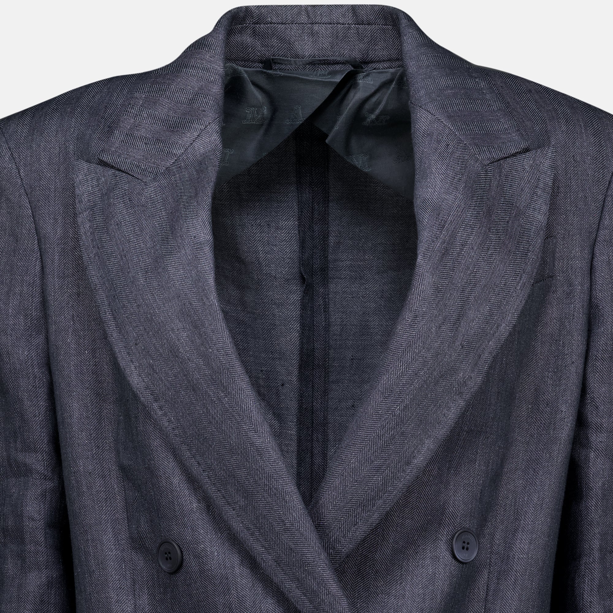 Vestes Blazer de Linho Chevron Cinza Max Mara Gris Femme