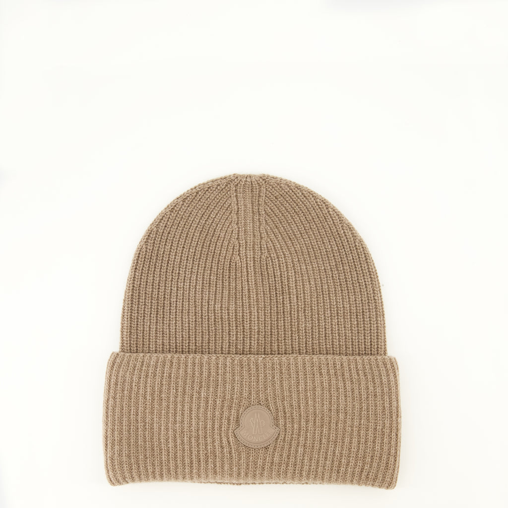 Chapeaux, casquettes et bonnets Gorro de lana y cachemira marrón con logo Moncler Marron Femme