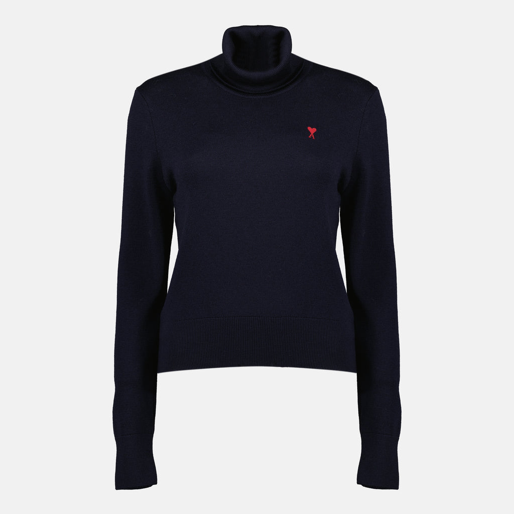 Immagine del maglione con colletto alto Ami de coeur del marchio Ami PARIS per Donna - Stagione Autunno-Inverno 2025 - Vista Fronte