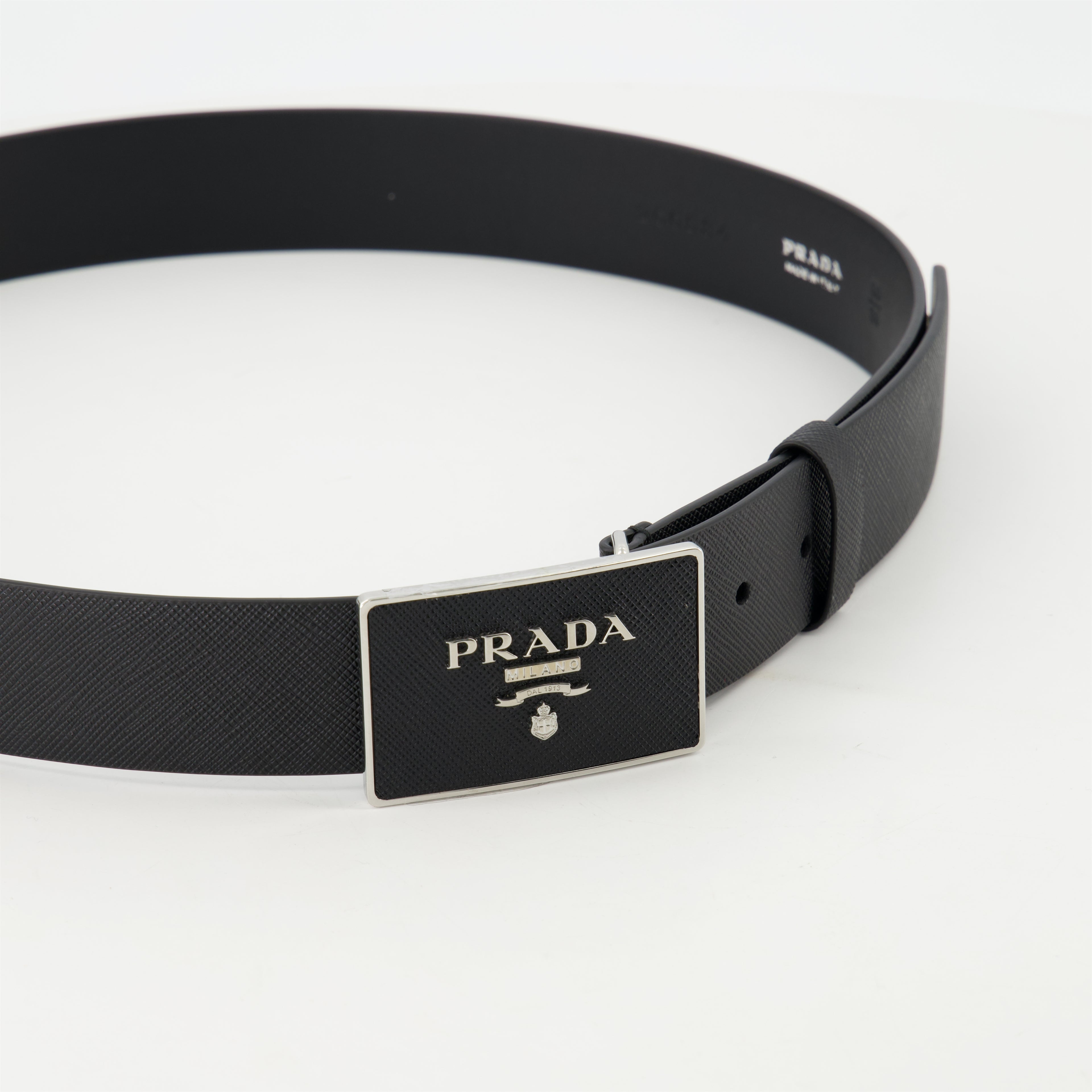 Belts Saffiano Leather Belt Prada Black Homme