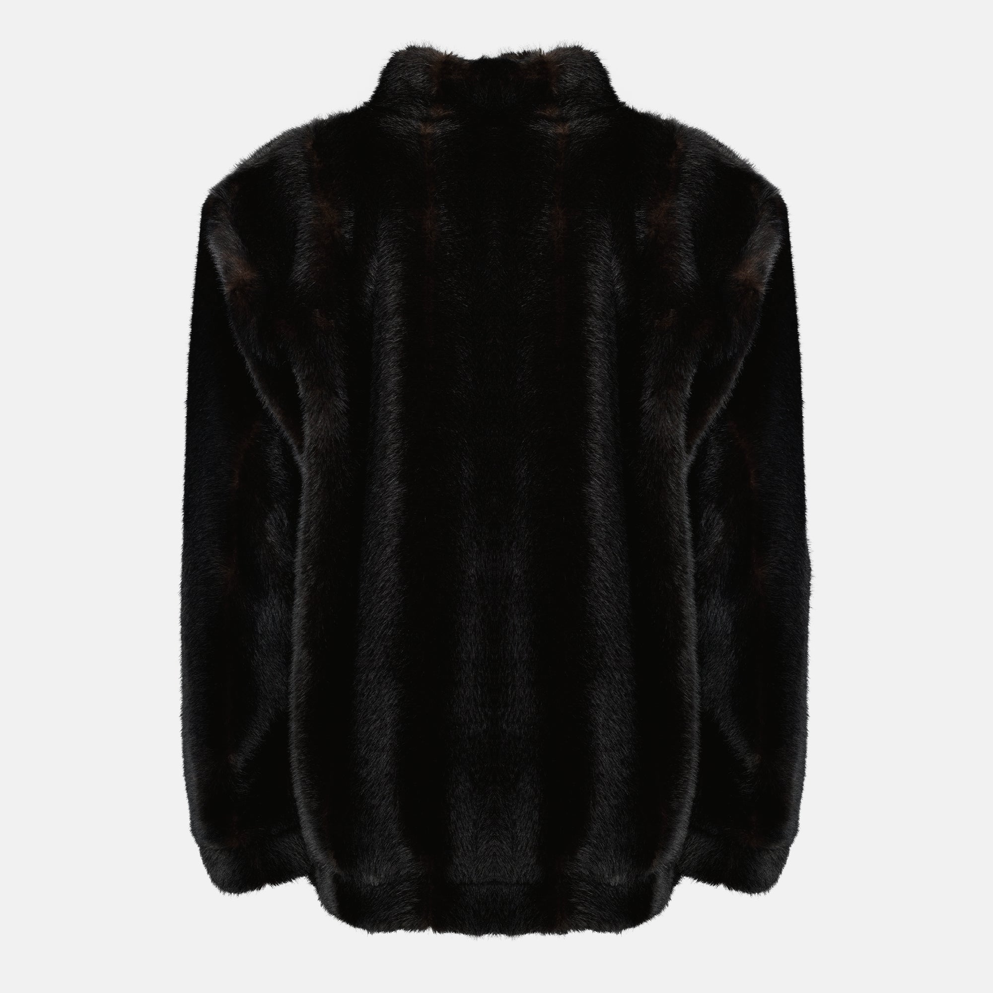 Image de l'article Veste en fausse fourrure noir de la marque Mm6 pour Femme - Saison Automne-Hiver 2025 - Vue de Dos