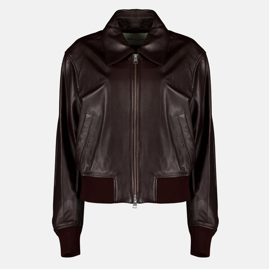 Manteaux Chaqueta de Cuero Burdeos Ami PARIS Bordeaux Femme